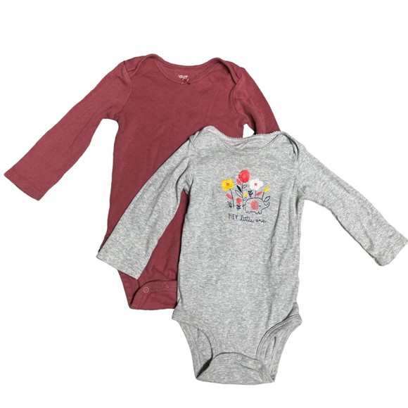 Just One You By Carters Baby Girl 2Pack Size 12M Grey/Maroon Comfy - Picture 2 of 7